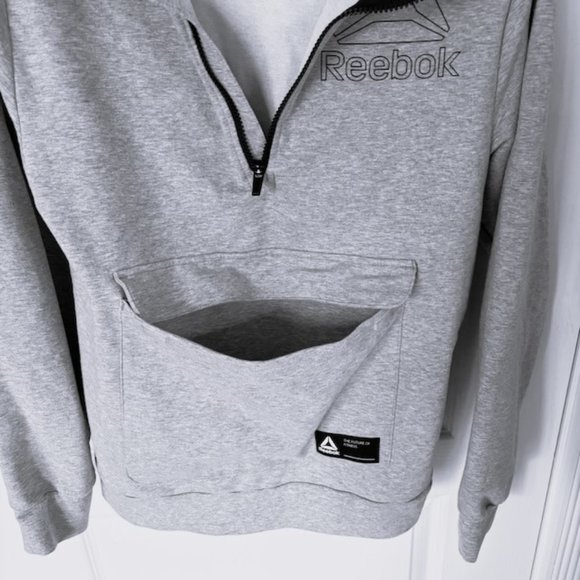 Reebok "Half-Zip" Hooded Sweatshirt, Grey, Size 18 XXL - Picture 3 of 5